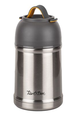 GRİ PASLANMAZ ÇELİK KAŞIKLI YEMEK TERMOSU 700ML - 1