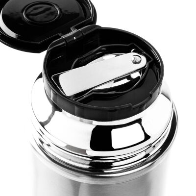 GRİ PASLANMAZ ÇELİK KAŞIKLI YEMEK TERMOSU 700ML - 2