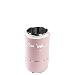 2 KATLI PEMBE PASLANMAZ ÇELİK YUVARLAK YEMEK TAŞIMA KABI 800ML - 4
