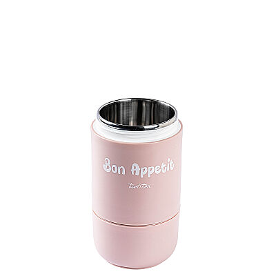 2 KATLI PEMBE PASLANMAZ ÇELİK YUVARLAK YEMEK TAŞIMA KABI 800ML - 4