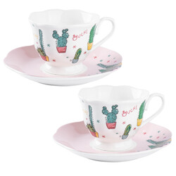 2Lİ LOVELY CACTUS NEW BONE KAHVE FİNCAN TAKIMI - 1