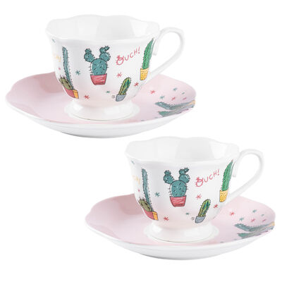 2Lİ LOVELY CACTUS NEW BONE KAHVE FİNCAN TAKIMI - 1