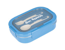 3 BÖLMELİ ÇATAL KAŞIKLI MAVİ PASLANMAZ ÇELİK DİKDÖRTGEN YEMEK TAŞIMA KABI 750ML - TANTİTONİ