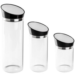 3 PARÇA SİYAH KAPAKLI BOROSİLİKAT CAM KAVANOZ SETİ - DİĞER