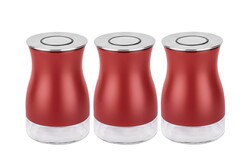 3 PARÇA KIRMIZI CAM KAVANOZ SETİ 730ML - 1