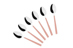 6 LI DUBLIN MAT SİMLİ PEMBE ÇAY KAŞIĞI - Tantitoni