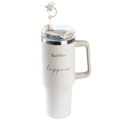 AÇIK KAHVE DESENLİ PASLANMAZ ÇELİK PİPETLİ TERMOS BARDAK 1.2L - 1