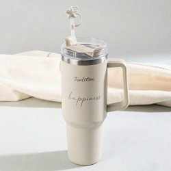 AÇIK KAHVE DESENLİ PASLANMAZ ÇELİK PİPETLİ TERMOS BARDAK 1.2L - 3