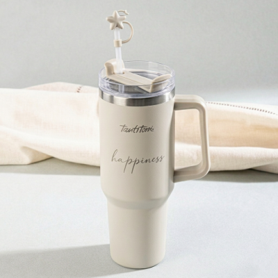 AÇIK KAHVE DESENLİ PASLANMAZ ÇELİK PİPETLİ TERMOS BARDAK 1.2L - 3