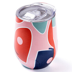 AÇIK PEMBE DESENLİ PASLANMAZ ÇELİK TERMOS BARDAK 350ML - Tantitoni