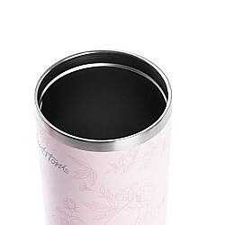 AÇIK PEMBE DESENLİ PASLANMAZ ÇELİK TUTMALI PİPETLİ TERMOS BARDAK 900ML - 3