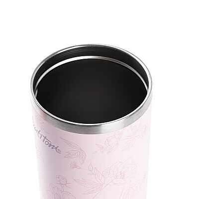 AÇIK PEMBE DESENLİ PASLANMAZ ÇELİK TUTMALI PİPETLİ TERMOS BARDAK 900ML - 3
