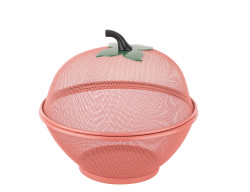 2 PARÇA AÇIK PEMBE ELMA ŞEKİLLİ METAL MEYVE SEPETİ 26CM - TANTİTONİ