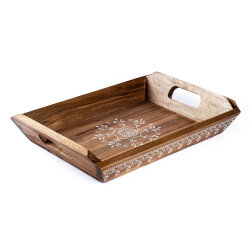 AKASYA AĞACI DESENLİ TEPSİ 41X30CM - TANTİTONİ