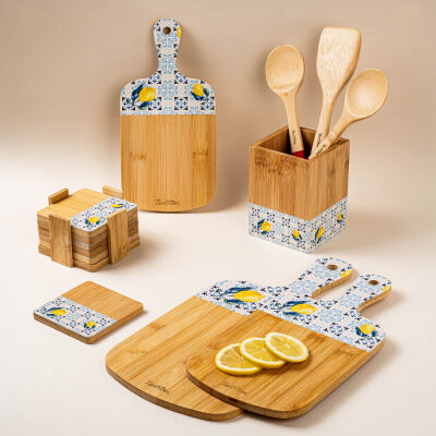 BAMBU 3LÜ AMALFİ DESENLİ KESME TAHTASI SETİ 39CM-33CM-28CM - 2