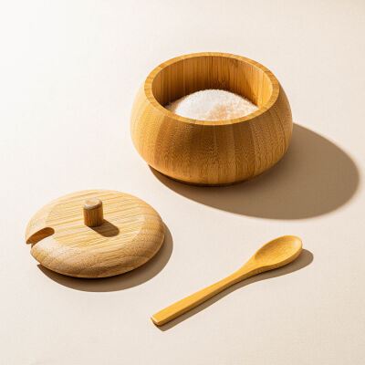BAMBU KAŞIKLI ŞEKERLİK SETİ 13.5X13X9CM - 2