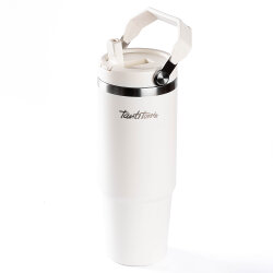 BEJ PASLANMAZ ÇELİK TUTMALI PİPETLİ TERMOS BARDAK 900ML - TANTİTONİ