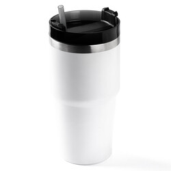 BEYAZ PASLANMAZ ÇELİK PİPETLİ TERMOS BARDAK 600ML - Tantitoni