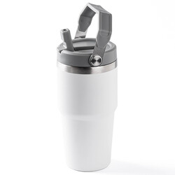 BEYAZ PASLANMAZ ÇELİK TUTACAKLI TERMOS BARDAK 600ML - Tantitoni