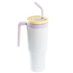 BEYAZ PİPETLİ PASLANMAZ ÇELİK TERMOS BARDAK 1.2L - 1