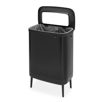 BO MATT BLACK PLASTİK KAPAKLI ÇAMAŞIR SEPETİ 2X45L - 1