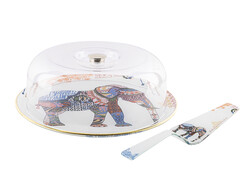  CAM FİL DESENLİ YUVARLAK 3 PARÇA FANUS SETİ - Tantitoni