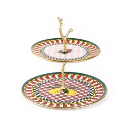 CAM MEYVE DESENLİ 2 KATLI KURABİYELİK 26CM - Tantitoni