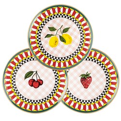 CAM MEYVE DESENLİ 6 PARÇA PASTA TABAĞI SETİ 21CM - Tantitoni