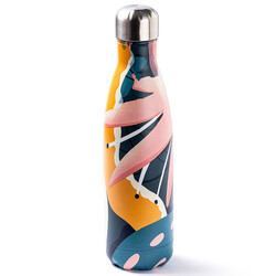 ÇİÇEK DESENLİ PASLANMAZ ÇELİK ŞİŞE TERMOS 500ML - Tantitoni