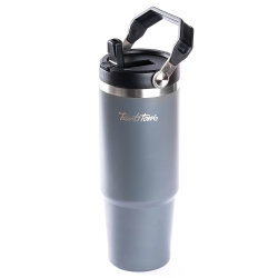 FÜME PASLANMAZ ÇELİK TUTMALI PİPETLİ TERMOS BARDAK 900ML - TANTİTONİ