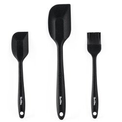 FÜME RENKLİ 3LÜ SİLİKON SPATULA VE FIRÇA SETİ - Tantitoni