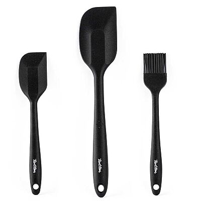 FÜME RENKLİ 3LÜ SİLİKON SPATULA VE FIRÇA SETİ - 1