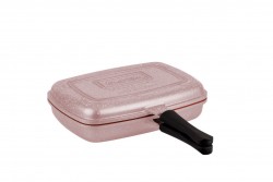 GRANİT PEMBE ÇİFT TARAFLI ÇOK AMAÇLI IZGARA TAVASI 34X24CM - TANTİTONİ