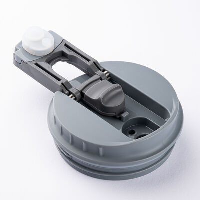 GRİ 2 KAPAKLI ÇİFT KATMANLI PİPETLİ TERMOS BARDAK 410ML - 3