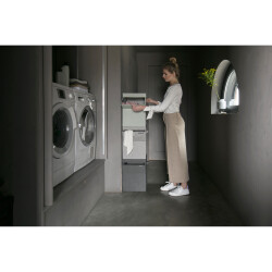 GRİ KUMAŞ ÇİFT FONKSİYON KAPAKLI ÇAMAŞIR SEPETİ 35L - 3