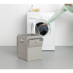 GRİ KUMAŞ ÇİFT FONKSİYON KAPAKLI ÇAMAŞIR SEPETİ 35L - 4