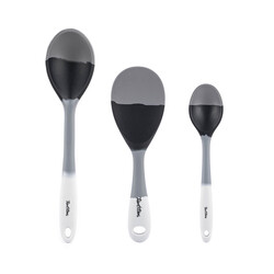 GRİ RENK TONLU 3LÜ SİLİKON KAŞIK SETİ - Tantitoni