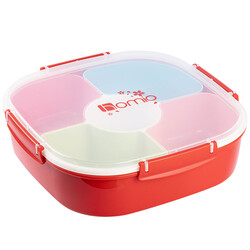 HOMIO KARE ÇOK RENKLİ 4 BÖLMELİ PLASTİK YEMEK TAŞIMA KABI - Tantitoni