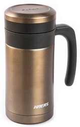 KAHVERENGİ PASLANMAZ ÇELİK TERMOS BARDAK 450ML - HAERS