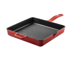 KIRMIZI DÖKÜM DEMİR KARE IZGARA TAVA 25CM - TANTİTONİ