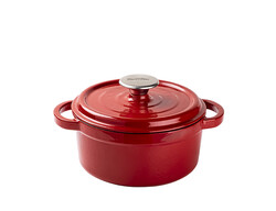 KIRMIZI DÖKÜM DEMİR YUVARLAK DERİN TENCERE 20CM - TANTİTONİ