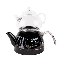 LOVE MENU CAM DEMLİKLİ EMAYE ÇAYDANLIK TAKIMI 980ML/2200ML - Tantitoni