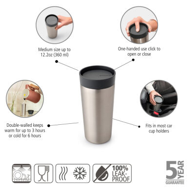 MAKE & TAKE DARK GREY PASLANMAZ ÇELİK TERMOS BARDAK 360ML - 5