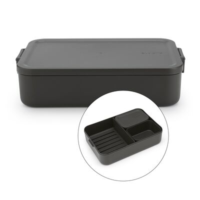 MAKE TAKE DARK GREY PLASTİK BÜYÜK BOY BÖLMELİ YEMEK TAŞIMA KABI 2L - 1