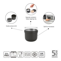 MAKE TAKE DARK GREY PLASTİK YEMEK TAŞIMA KASESİ 500ML - 4