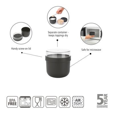 MAKE TAKE DARK GREY PLASTİK YEMEK TAŞIMA KASESİ 500ML - 4