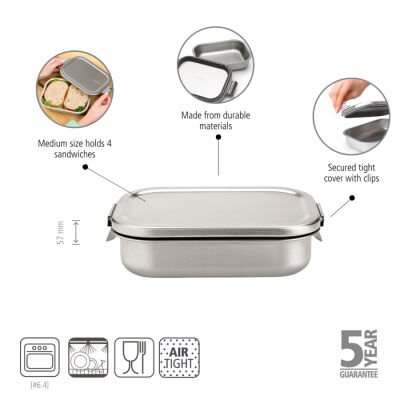 MAKE&TAKE MATT STEEL PASLANMAZ ÇELİK YEMEK TAŞIMA KABI 1.1L - 6