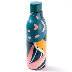 MAVİ DESENLİ PASLANMAZ ÇELİK TERMOS 550ML - Tantitoni