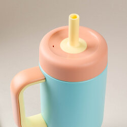 MAVİ PASLANMAZ ÇELİK PİPETLİ MİNİ TERMOS BARDAK 550ML - 2