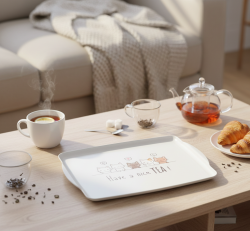 MELAMİN KEDİ DESENLİ 2Lİ DİKDÖRTGEN KAYDIRMAZ TEPSİ 34-41CM - 5